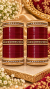 Maroon Bridal Chooda with Gold-Tone Borders
