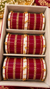 Maroon Bridal Chooda with Delicate Gold-Tone Bands