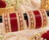 Maroon Bridal Chooda with Ornate Gold-Tone Kadas
