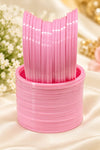 Plain Pink Chooda Bangle Set