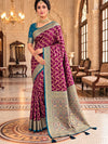 Wine floral lattice saree model