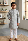 Boys grey floral kurta