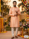 Men's Festive Silk Kurta Peach