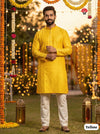 Men's Festive Silk Kurta Yellow