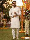 Men's Festive Silk Kurta Off White