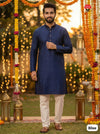 Men's Festive Silk Kurta Blue