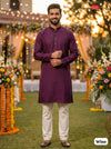 Men's Festive Silk Kurta Wine
