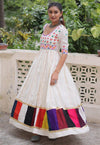 Ivory Multicolour Embroidered Anarkali Garba Dress - Image 3