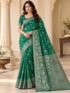 Jaquard Silk Saree — Green model photo