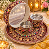 Maroon Floral Embroidered Karwa Chauth Thali Set