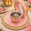 Pink and Gold Sequin Karwa Chauth Thali Set