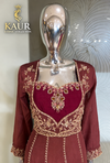 Maroon Anarkali dress neckline detail