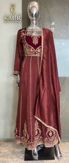 Maroon long Anarkali dress original garment