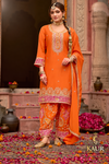 Kaur Ethnic Collection orange embroidered Punjabi suit