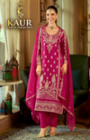 Magenta floral embroidered straight kameez