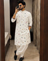 White mirror work kurta