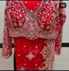 Red beadwork net saree