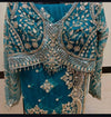 Teal beadwork net saree
