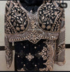 Black beadwork net saree
