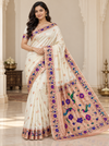 Paithani Silk Saree — Offwhite model photo