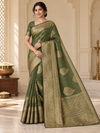 Pastel Silk Saree — Mehndi green model photo