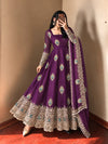 Purple peacock embroidered suit