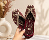 Maroon Leaf Embroidered Punjabi Jutti