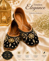 Black Gold Floral Beadwork Punjabi Jutti