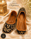 Black Gold Paisley Beadwork Punjabi Jutti