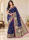 Raw Silk Saree — Blue model photo