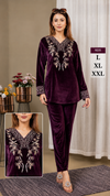 V neck velvet coord set
