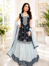 Blue velvet lehenga top