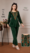 Embroidered velvet set