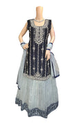 Blue velvet lehenga top