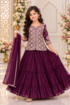 Girls wine lehenga suit