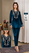 V neck velvet coord set