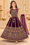 Kids velvet lehenga (wine)