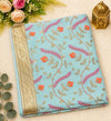 Light Blue Floral Embroidered Rumala Sahib with Gold Border