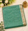 Teal Green Wavy Sequin Rumala Sahib with Gold Border