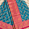 Teal floral lattice saree detail