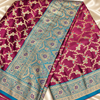 Wine floral lattice saree detail