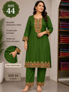 Green Floral Embroidered Pashmina Woolen Kurti Set - Image 1